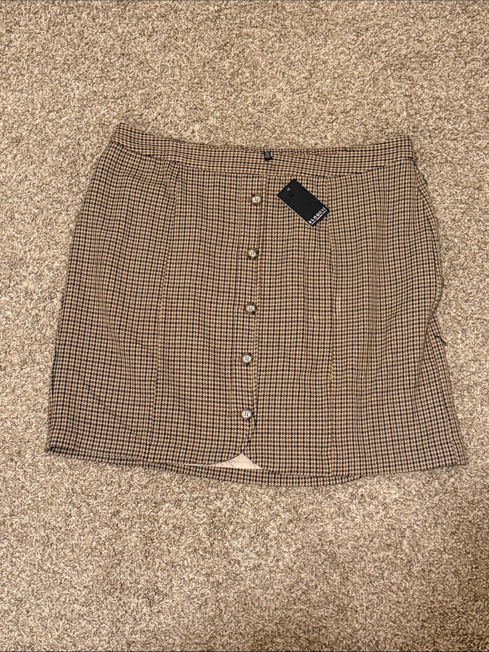 NWT Eloquii Brown Houndstooth Button-Front Fall Sexy Mini Skirt